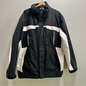 Columbia Mens XL Interchange Black White Coat Jacket Waterproof System